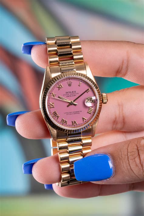 rolex pink face watch|pink Rolex watches for women.